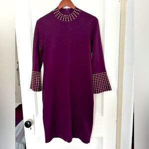 Calvin Klein Sweater Mock Neck Dress with Studded Details